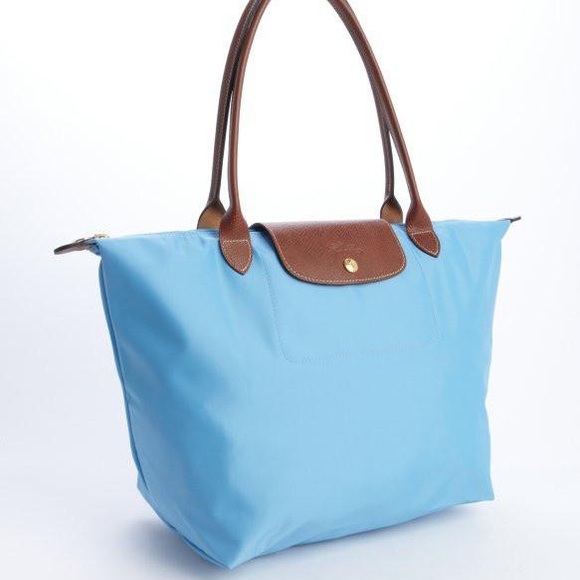 light blue longchamp bag